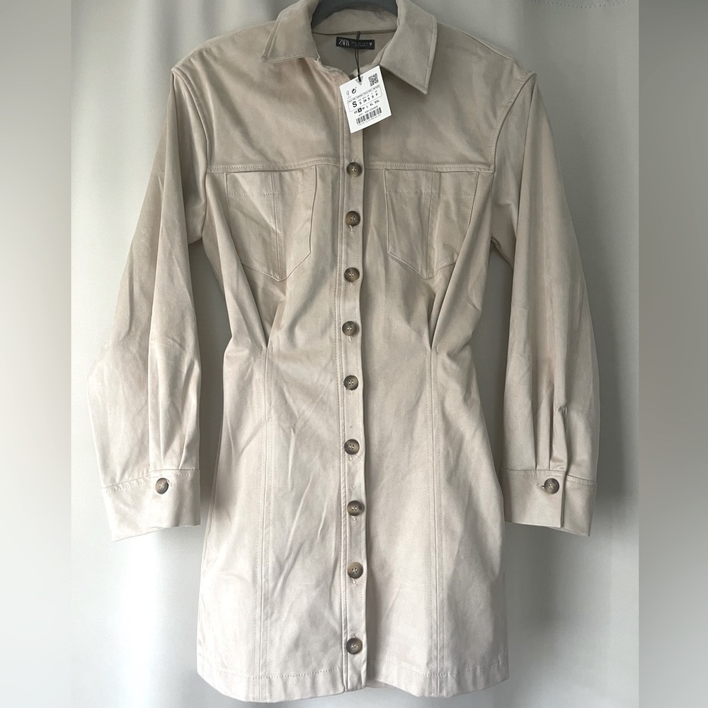 ZARA suede button up dress